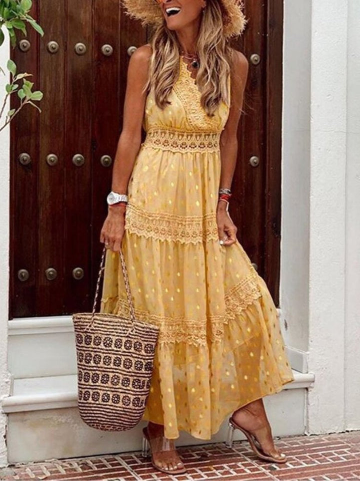Summer Maxi Dress for Wedding Guests in Yellow