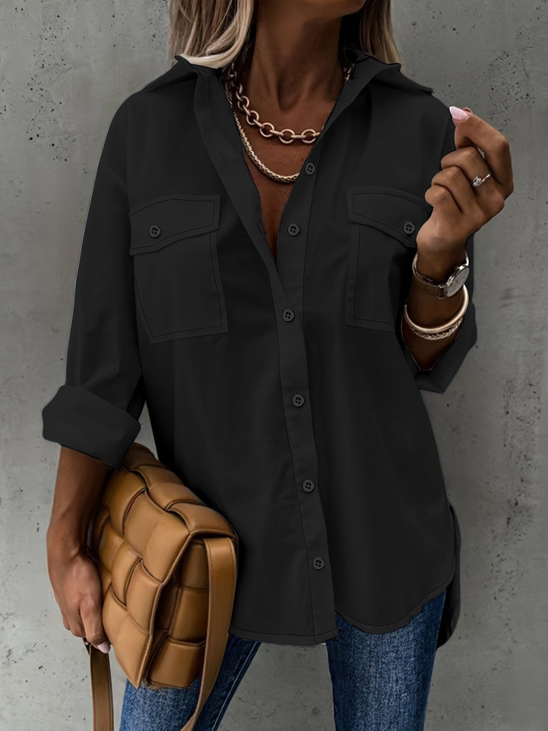 Versatile Long-Sleeve Shirt in Black