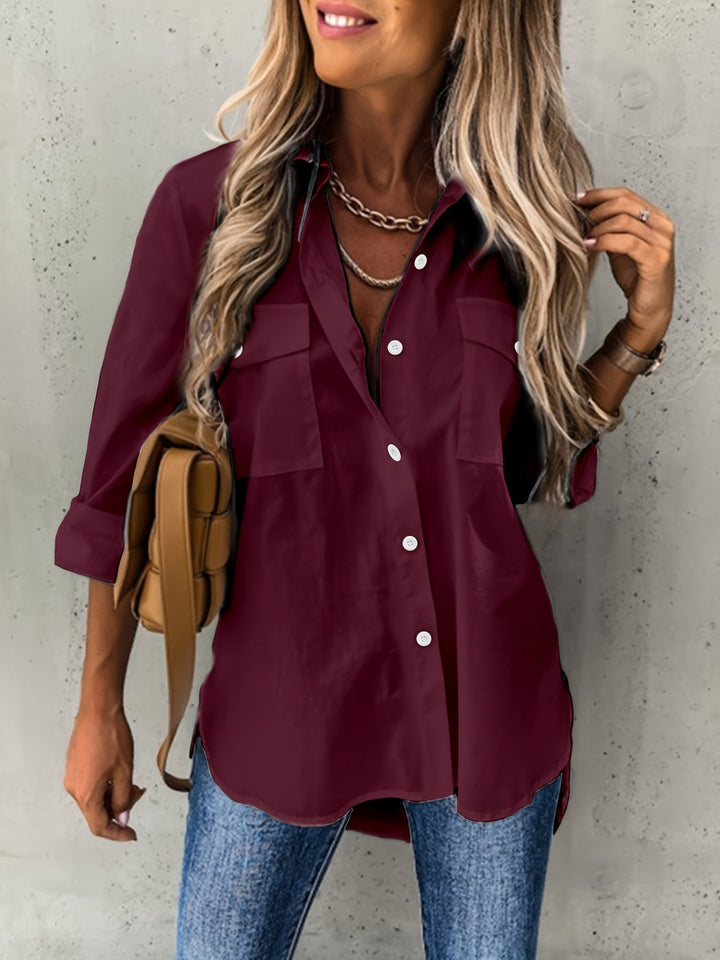Versatile Long-Sleeve Shirt in Burgund
