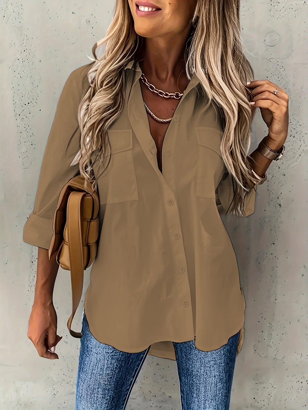 Versatile Long-Sleeve Shirt in Khaki