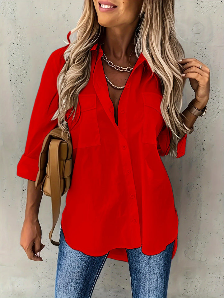 Versatile Long-Sleeve Shirt in Red