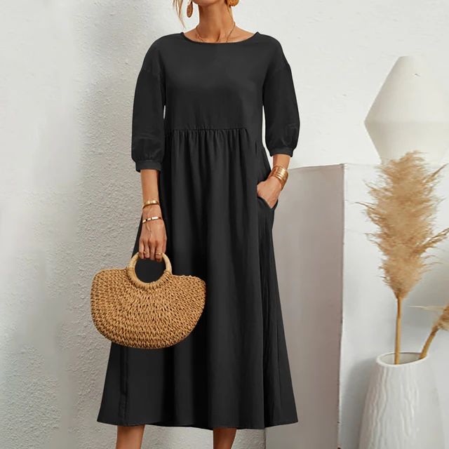 Versatile Spring Maxi Dress in Black