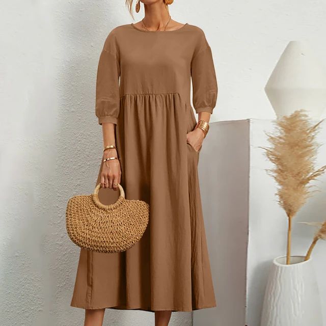 Versatile Spring Maxi Dress in Brown
