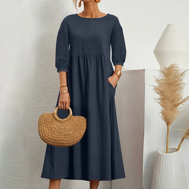 Versatile Spring Maxi Dress in Navy Blau