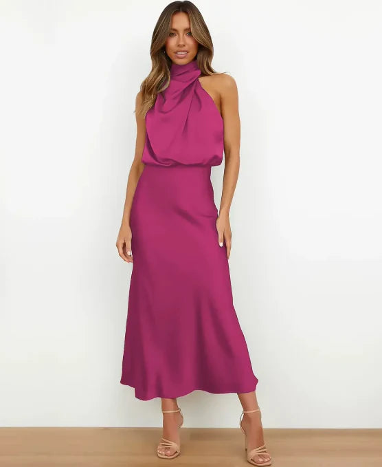 Wedding Guest Midi Dress in Pink