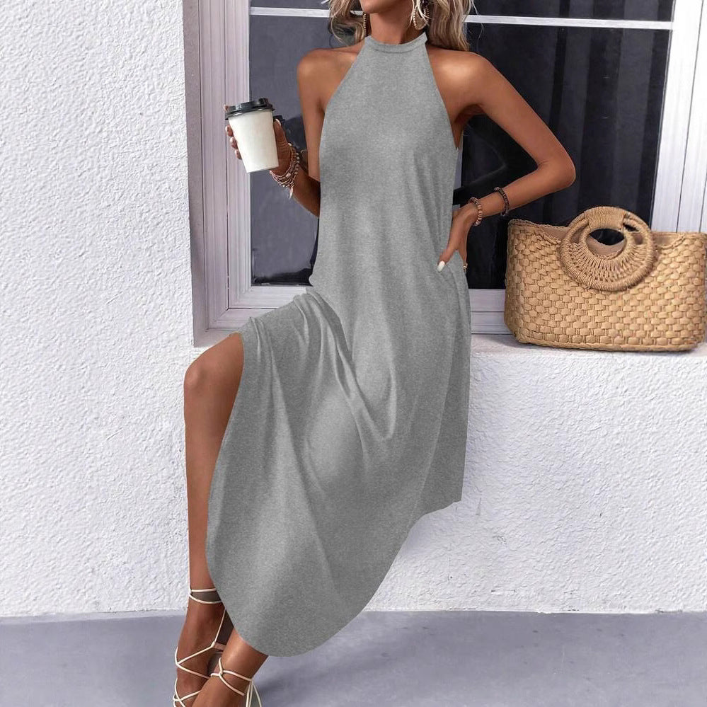 Women's A-Line Halter Maxi Dress (4)
