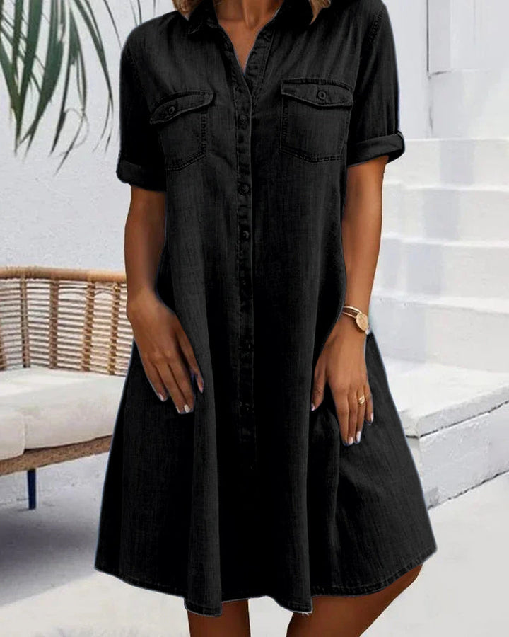 Women's A-Line Midi Dress for Wedding Guests in Black 4