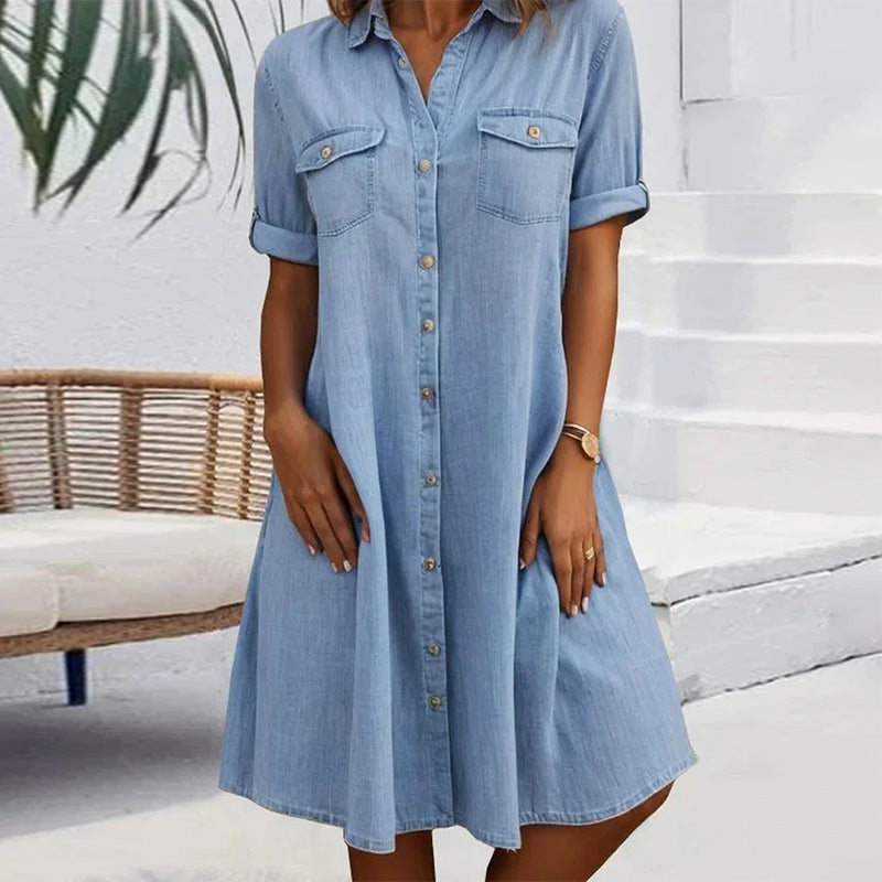 Women's A-Line Midi Dress for Wedding Guests in Blue 4