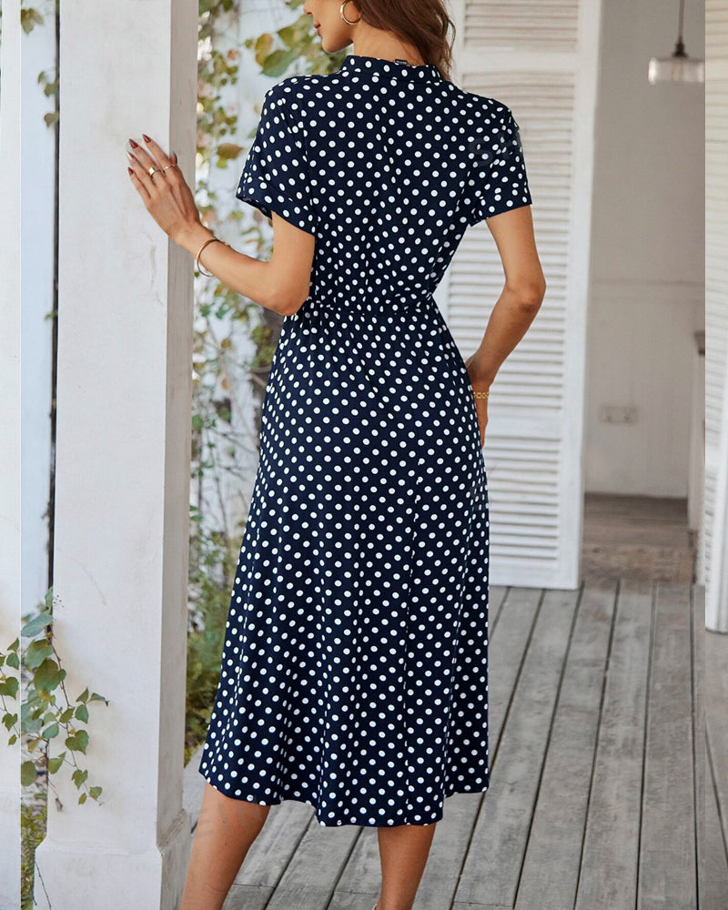 Women's A-Line Polka Dot Dress for Summer