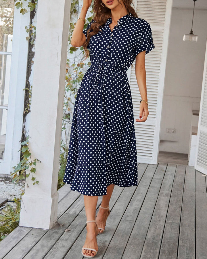 Women's A-Line Polka Dot Dress for Summer (3)