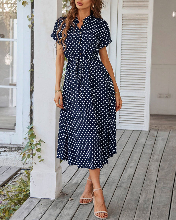 Women's A-Line Polka Dot Dress for Summer (5)