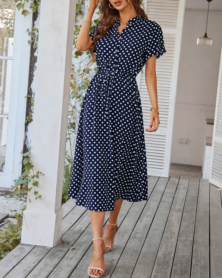 Women's A-Line Polka Dot Dress for Summer (6)