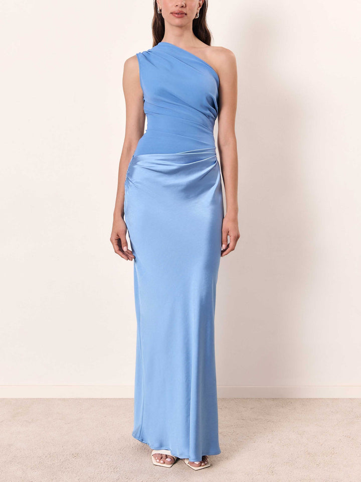 Women's Asymmetric Ruched Maxi Cocktail Dress (9)