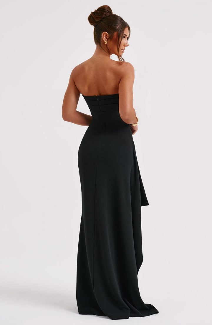 Women's Black Strapless Maxi Race Day Dress (2)