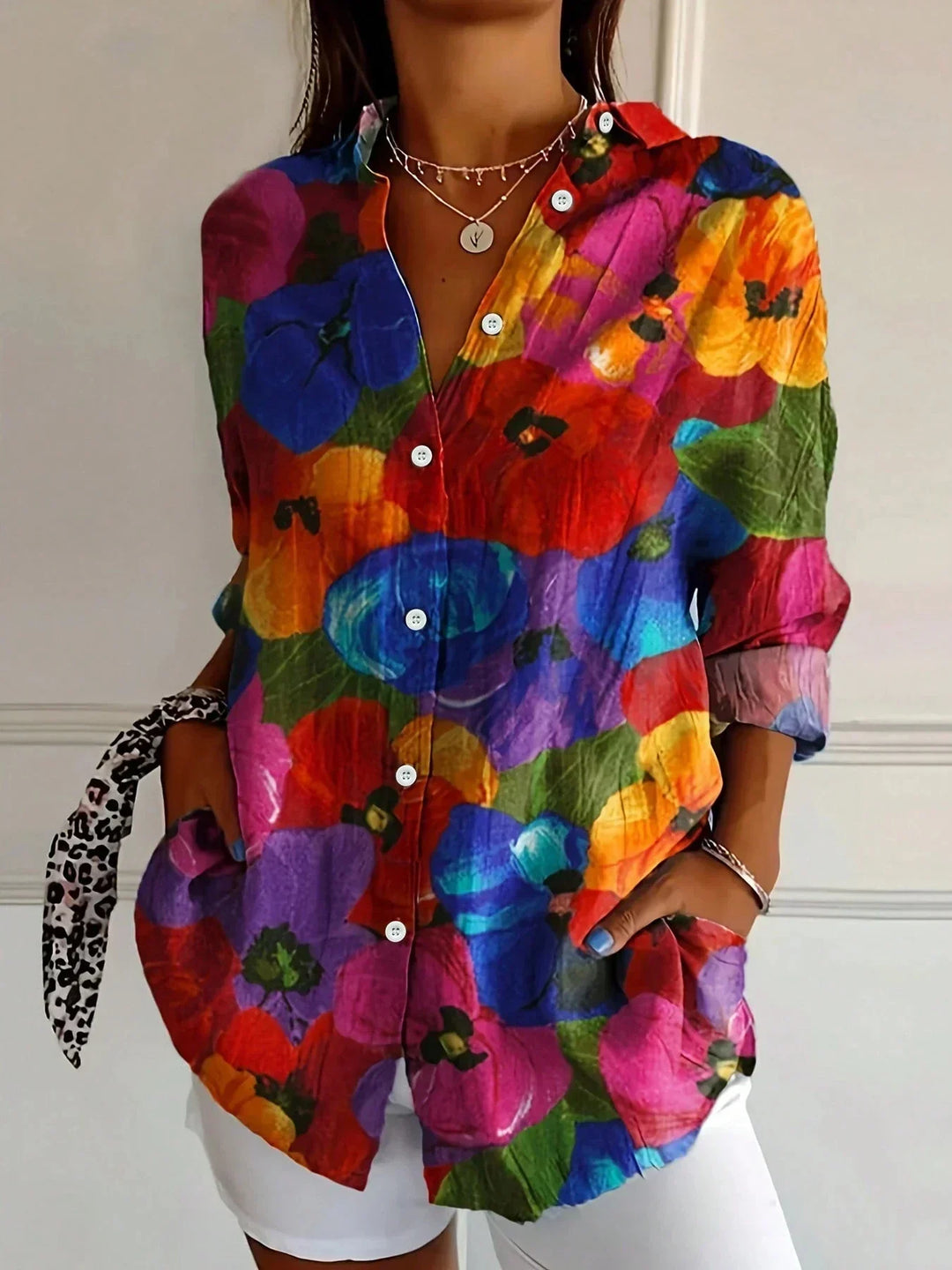 Women's Blouse with Colorful Playful Print in Mix 2