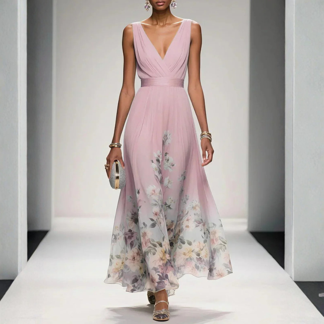 Women's Boho Floral Maxi Dress for Weddings in Pink 1