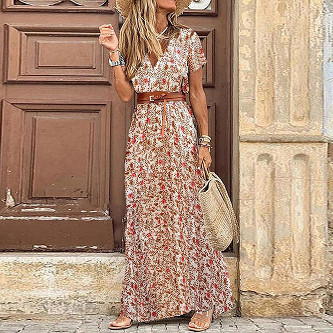 Women's Boho Maxi Dress for Wedding Guests in Red