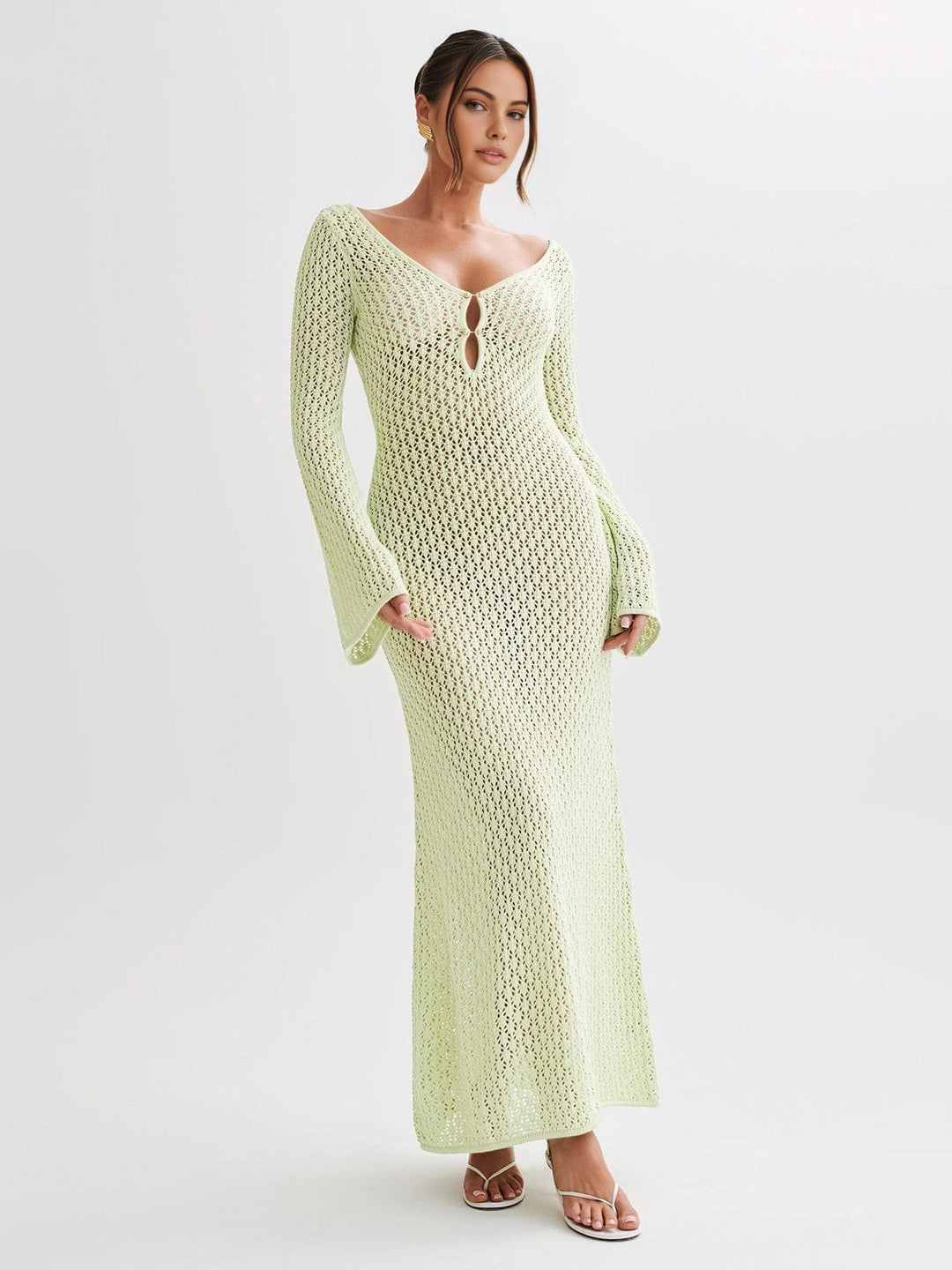 Women's Boho Maxi Summer Dress for the Beach in Light Green