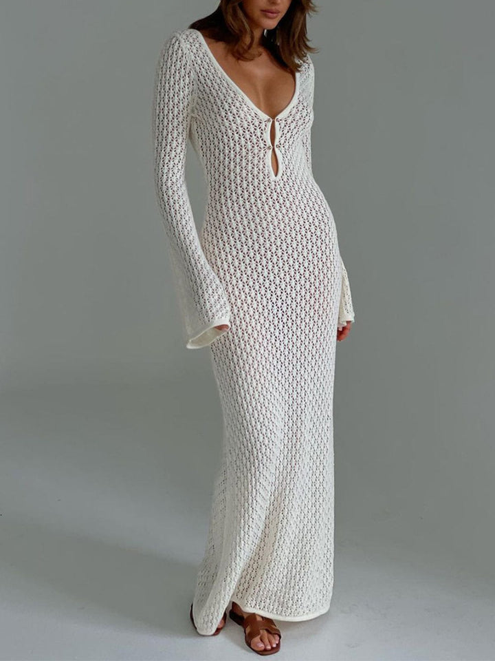 Women's Boho Maxi Summer Dress for the Beach in White 1