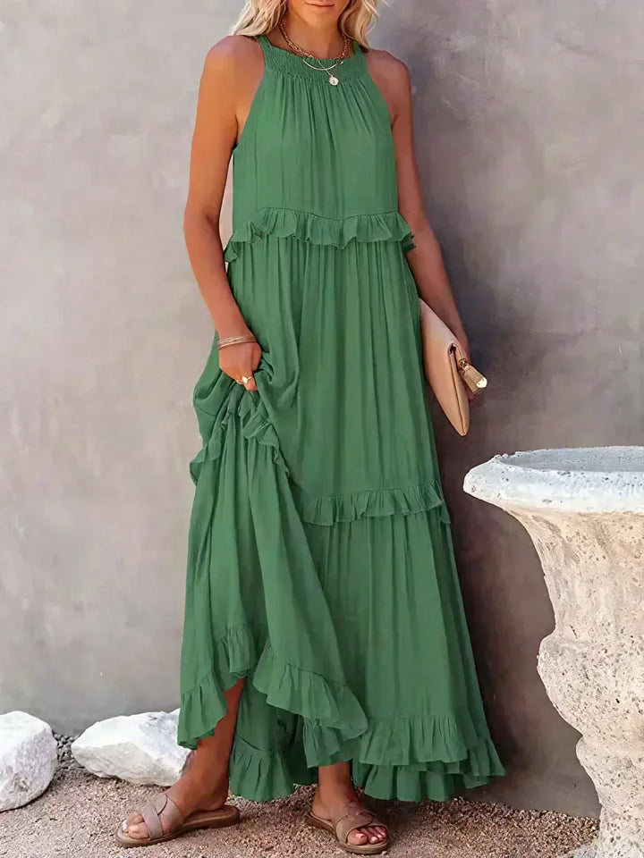Women's Boho Maxi Summer Dress in Green 1
