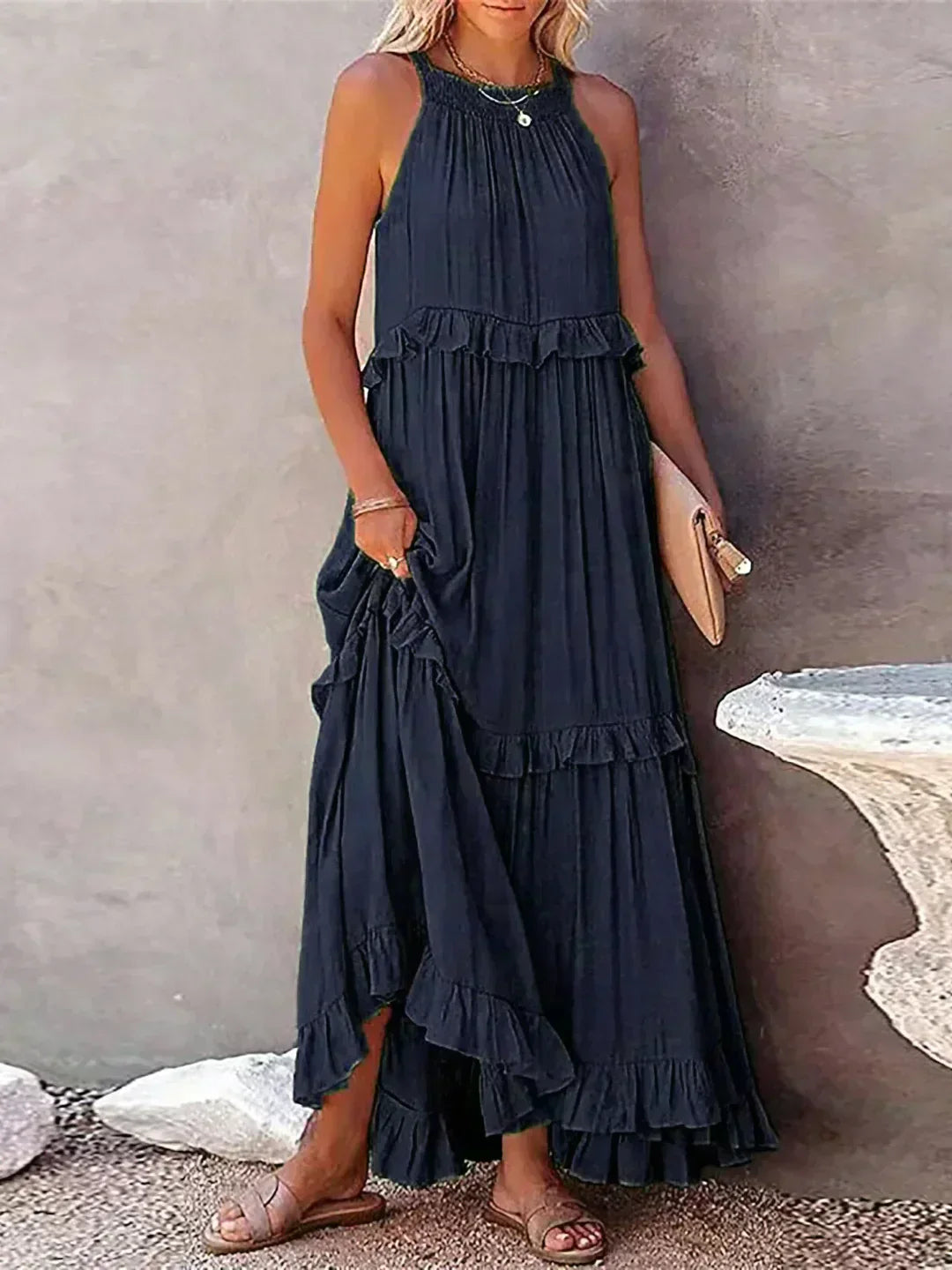 Women's Boho Maxi Summer Dress in Green 2