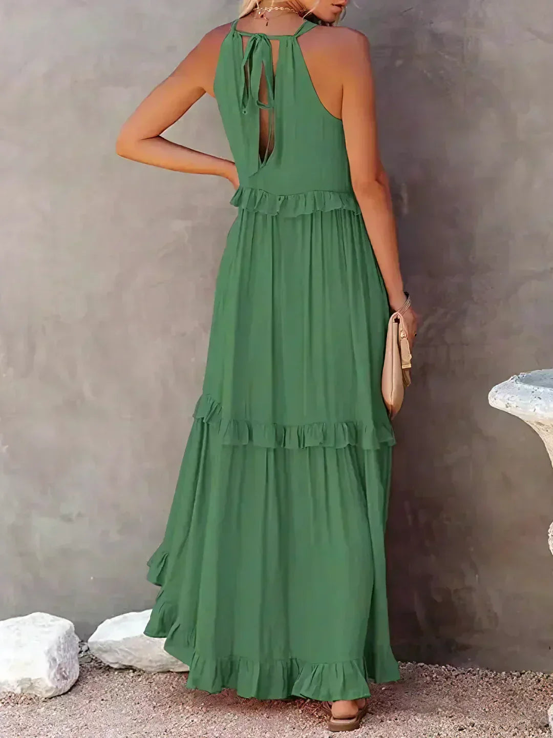 Women's Boho Maxi Summer Dress in Green 4