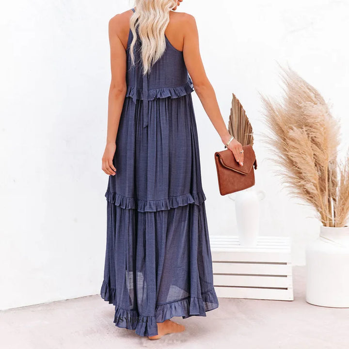 Women's Boho Maxi Summer Dress in Light Blue 2