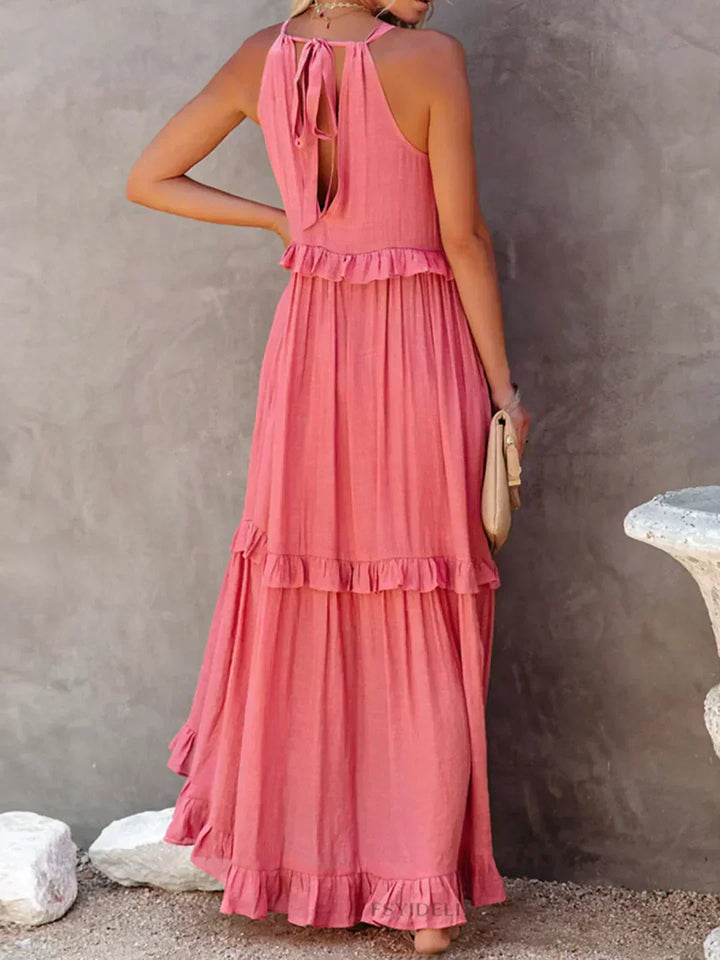 Women's Boho Maxi Summer Dress in Pink 2