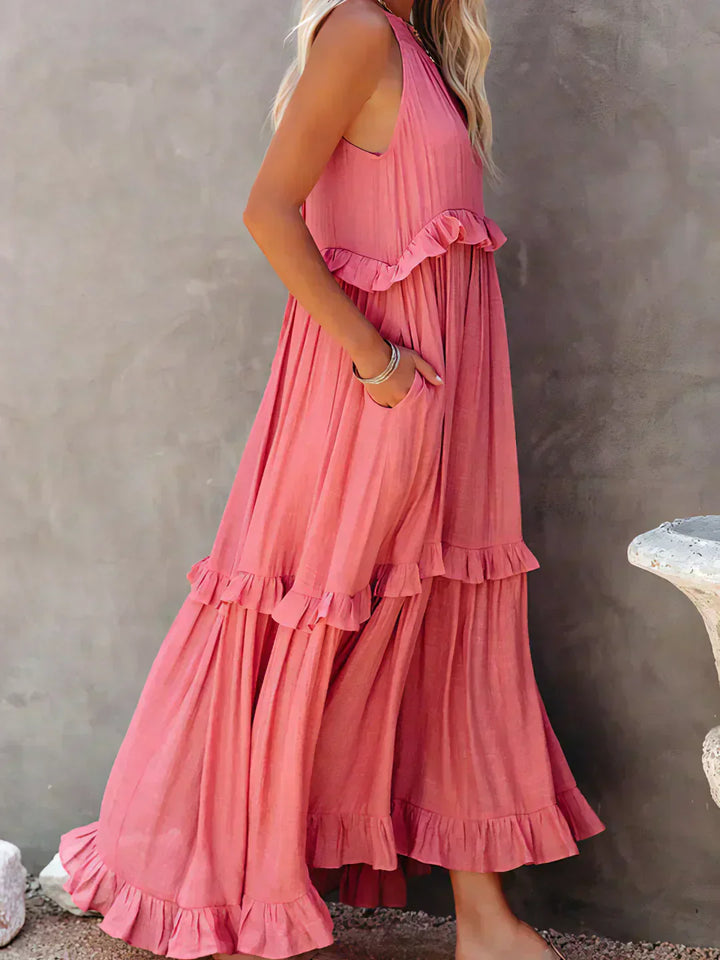 Women's Boho Maxi Summer Dress in Red 4