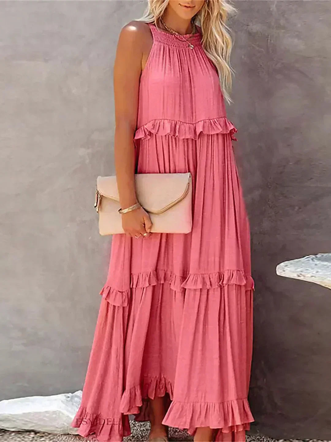 Women's Boho Maxi Summer Dress in Red 5