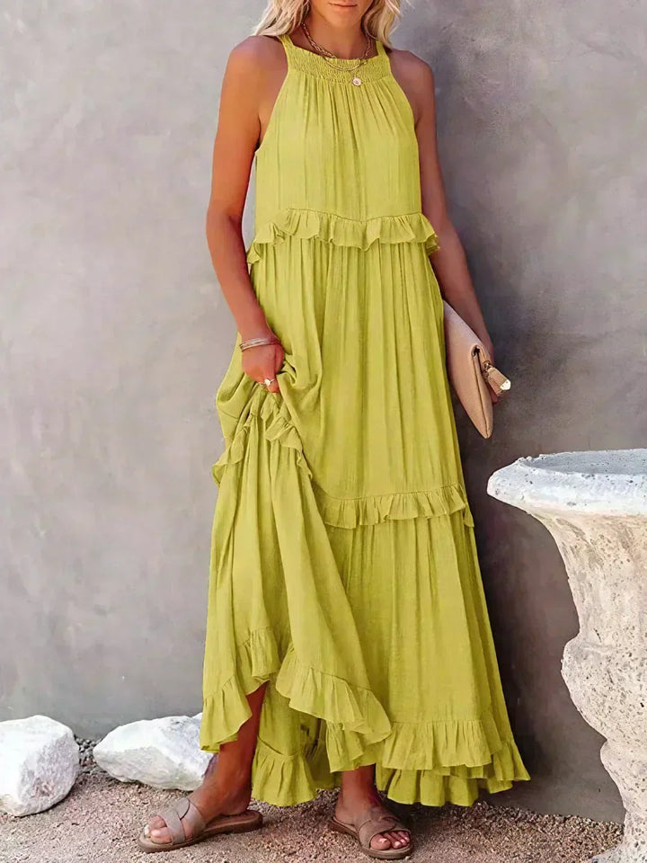 Women's Boho Maxi Summer Dress in Yellow 1
