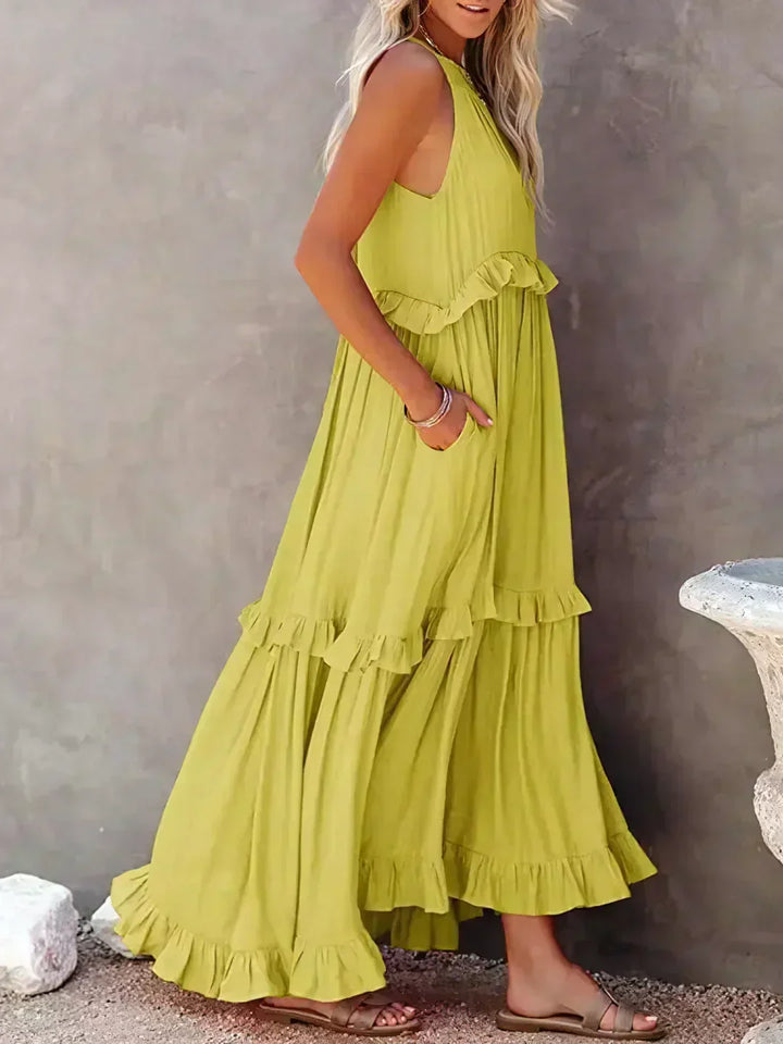 Women's Boho Maxi Summer Dress in Yellow 2