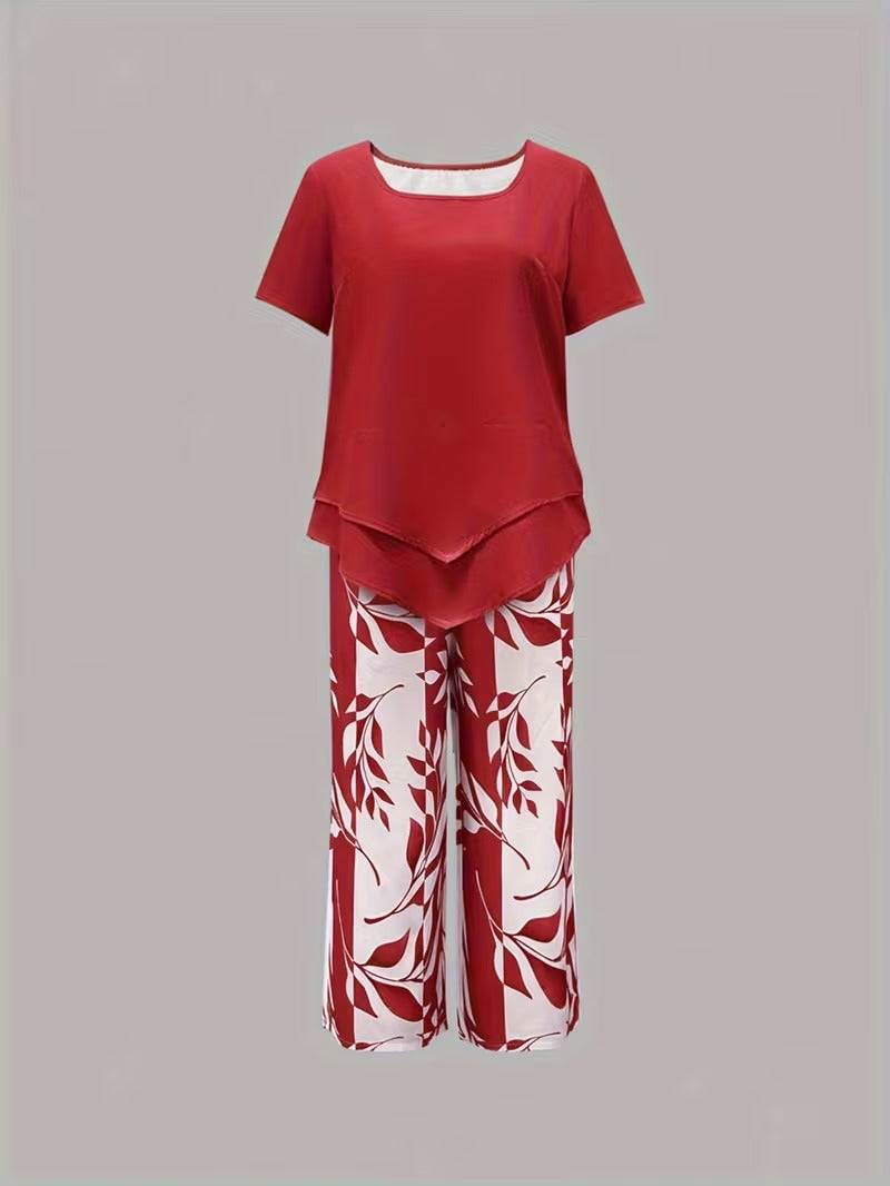 Women's Botanical Print Two-Piece Set (11)