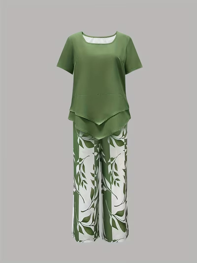 Women's Botanical Print Two-Piece Set (5)