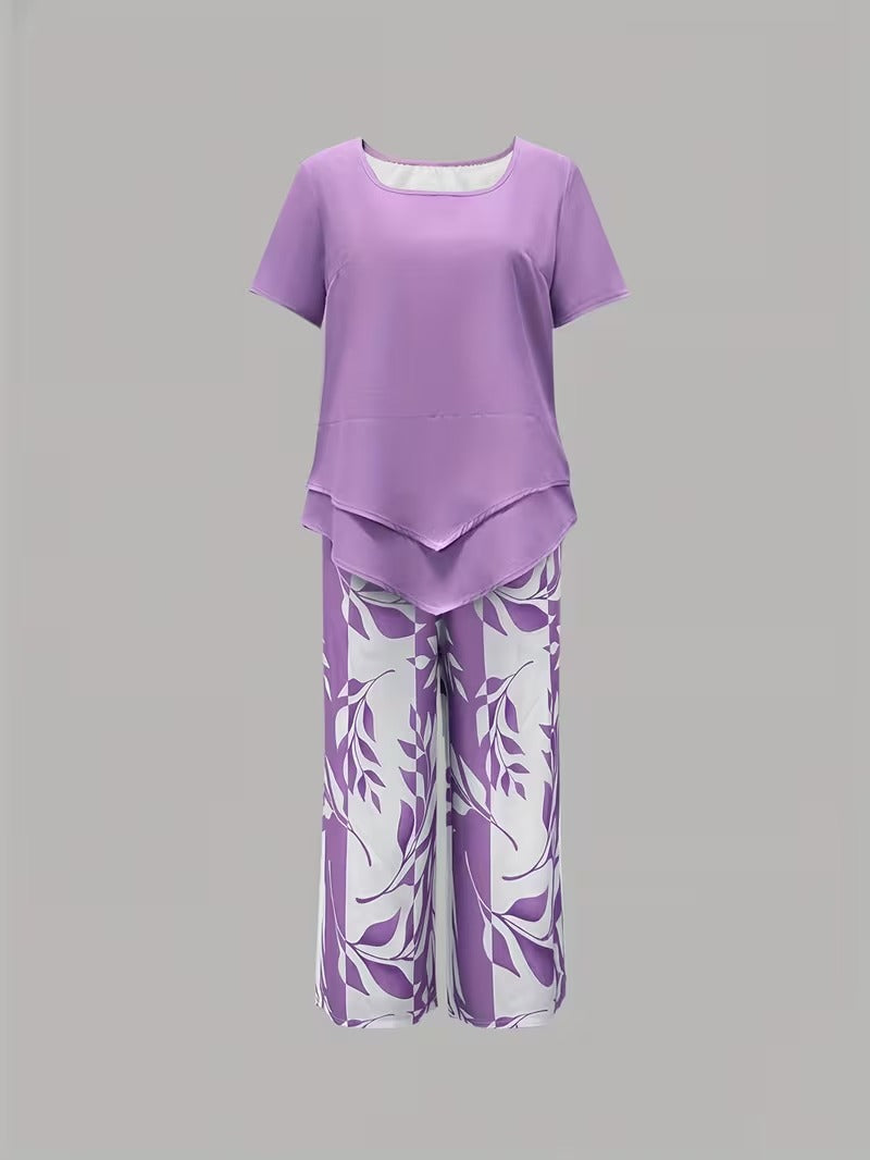 Women's Botanical Print Two-Piece Set (9)
