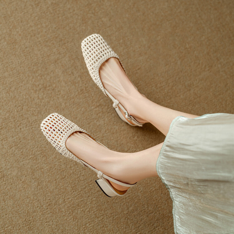Women's Braided Slingback Sandals with Block Heel (3)