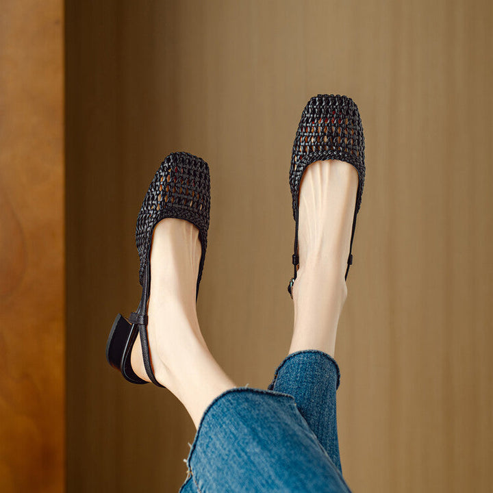 Women's Braided Slingback Sandals with Block Heel (4)