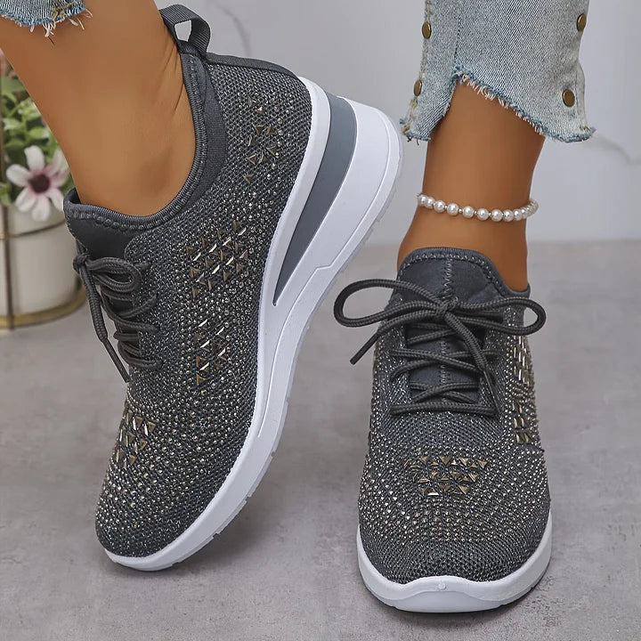 Women's Breathable Orthopedic Knit Sneaker in Grey