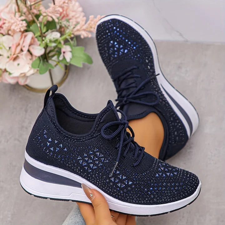 Women's Breathable Orthopedic Knit Sneaker in Navy