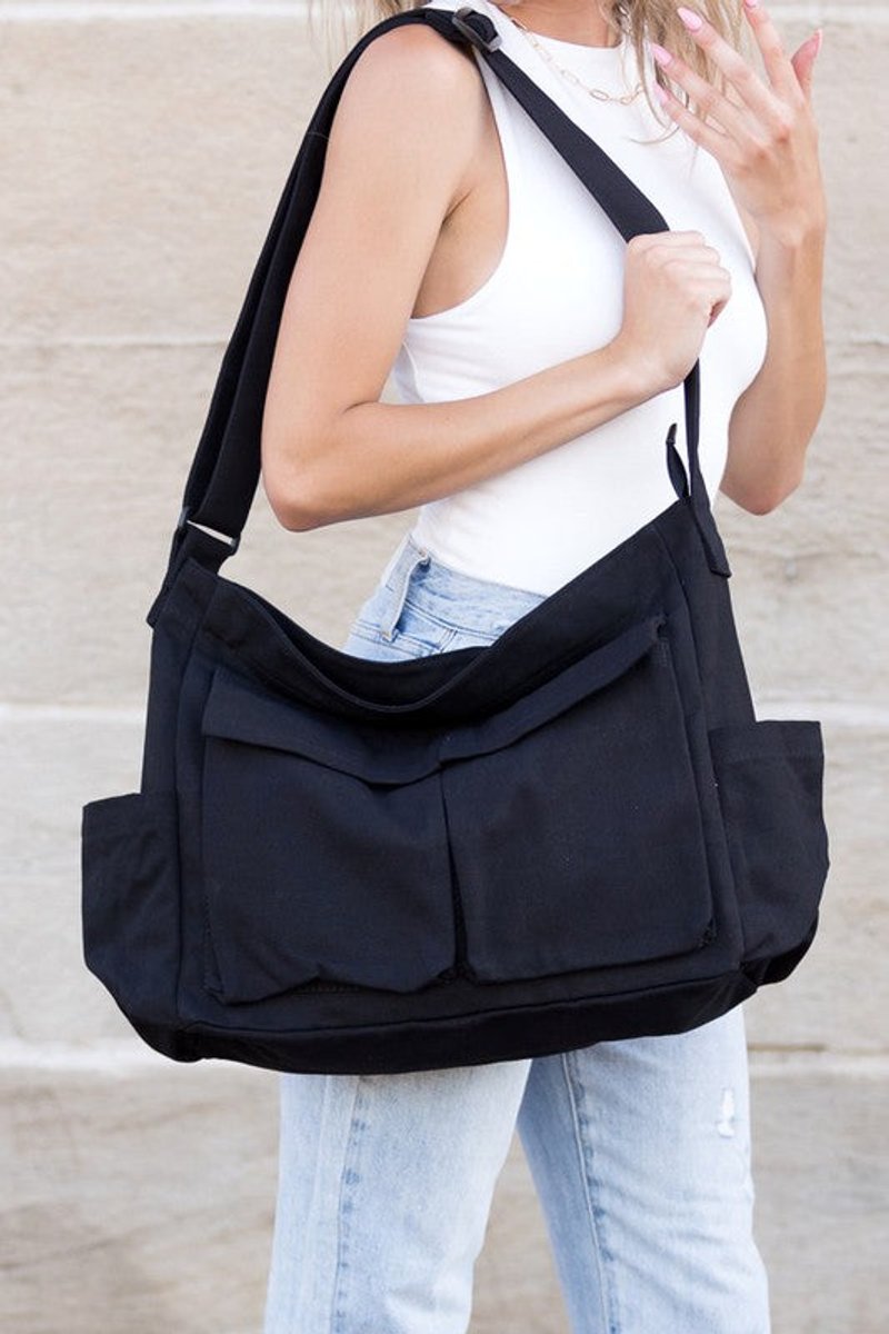 Women's Canvas Crossbody Bag with Multiple Pockets (4)