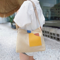 Imogen | Women's Canvas Shoulder Bag Colour-Block Pocket