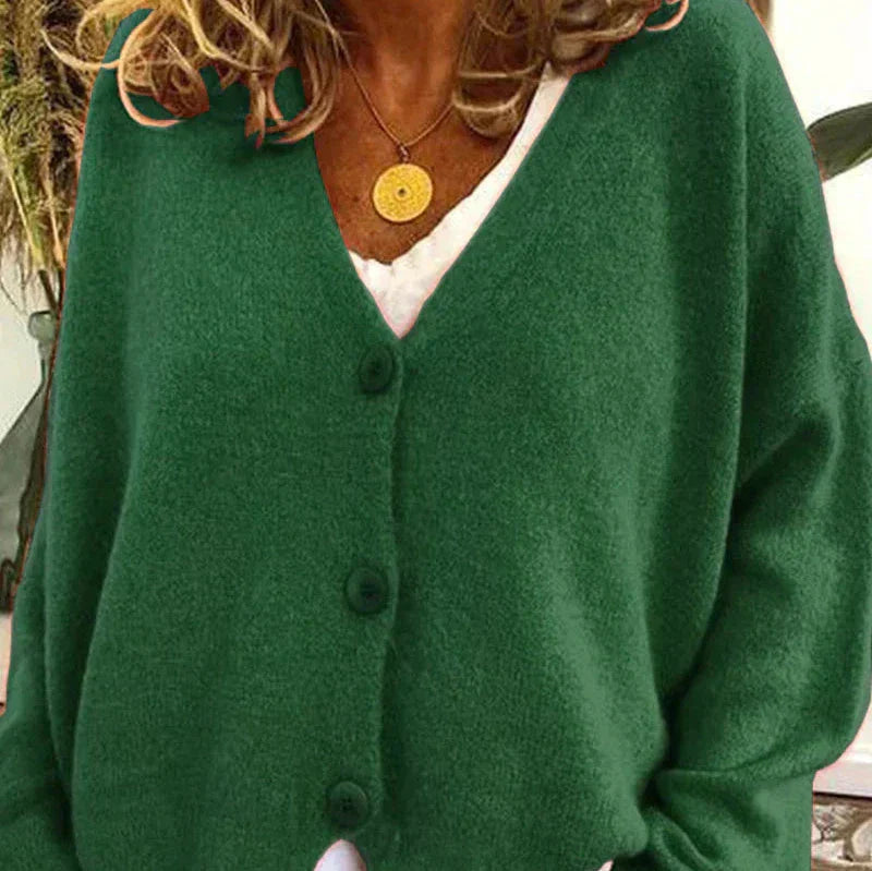 Women's Casual Knit Vest with V-Neck in Dark Green