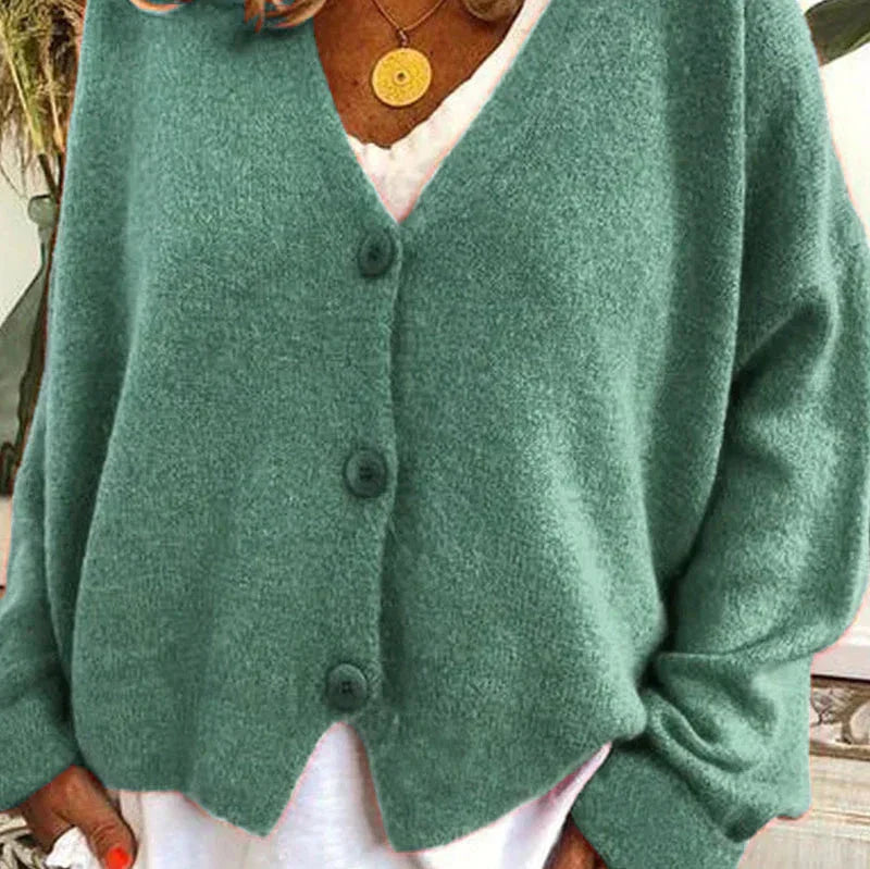 Women's Casual Knit Vest with V-Neck in Green