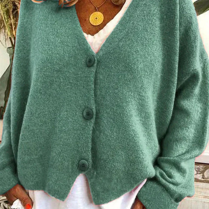Women's Casual Knit Vest with V-Neck in Green