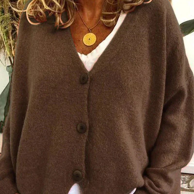 Women's Casual Knit Vest with V-Neck in Kaffee