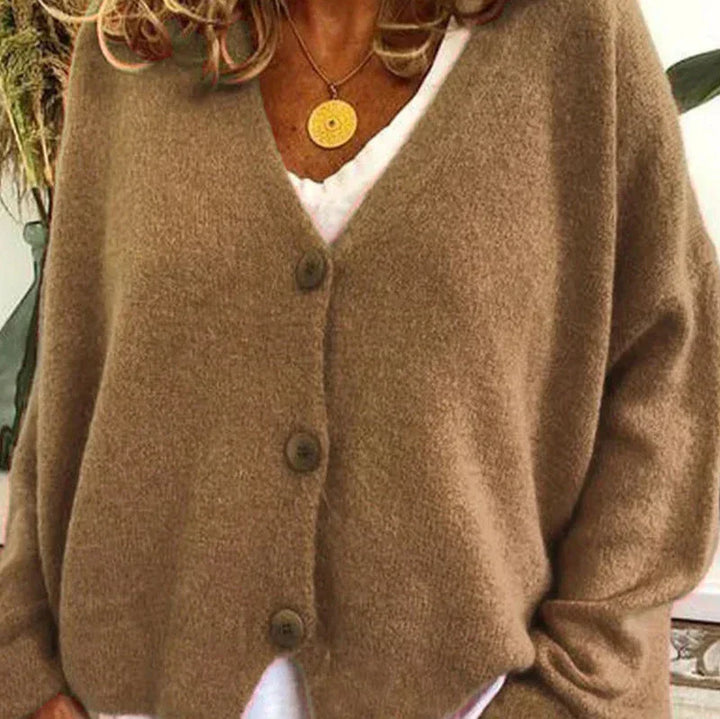 Women's Casual Knit Vest with V-Neck in Khaki