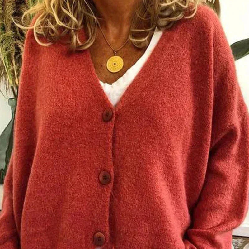 Women's Casual Knit Vest with V-Neck in Mandarine-Orange