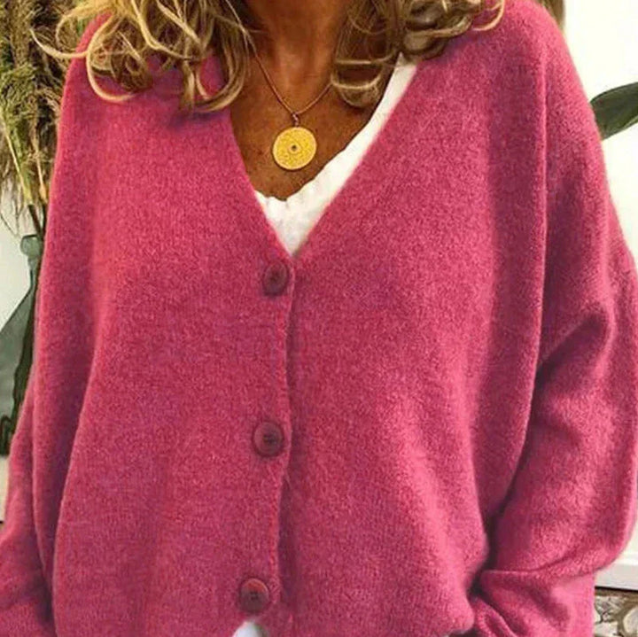 Women's Casual Knit Vest with V-Neck in Pink