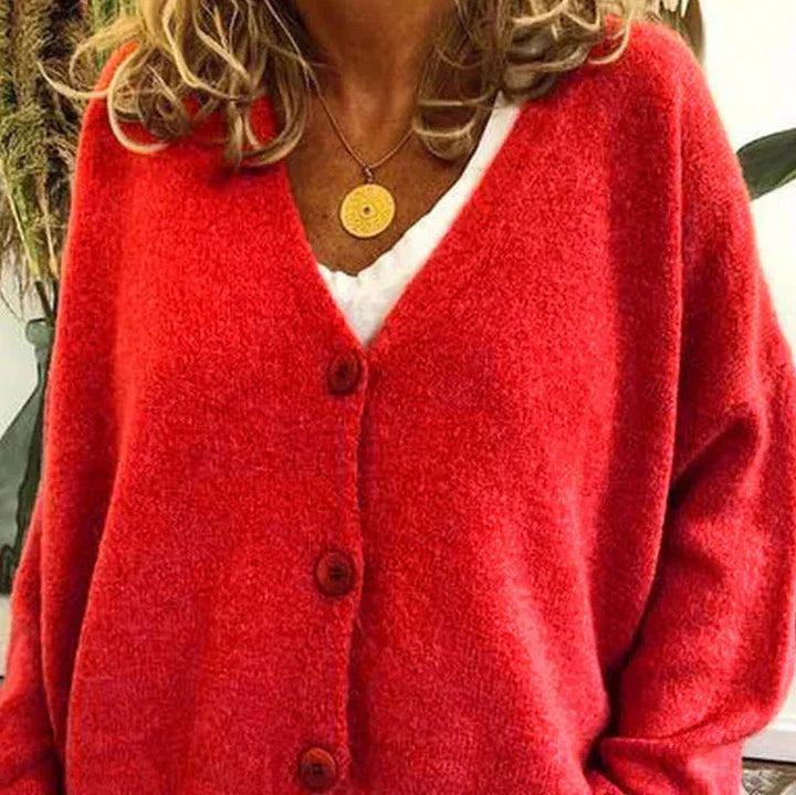 Women's Casual Knit Vest with V-Neck in Red