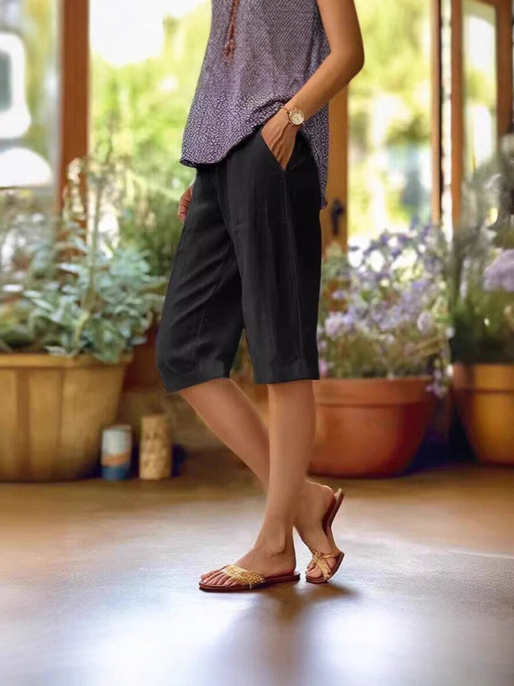 Women's Casual Linen Pants for Summer in Black